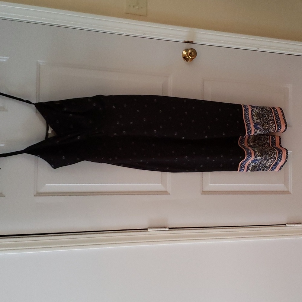 Black spaghetti strap front twist cut out jump suit